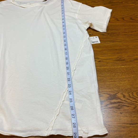 NWT We The Free T Shirt Size M Dani Oversized Distressed Cream Short Sleeve - Picture 9 of 11